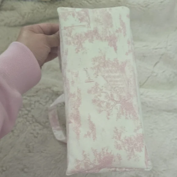 Harrods Pink and White Toile Tote Bag - Picture 6 of 12